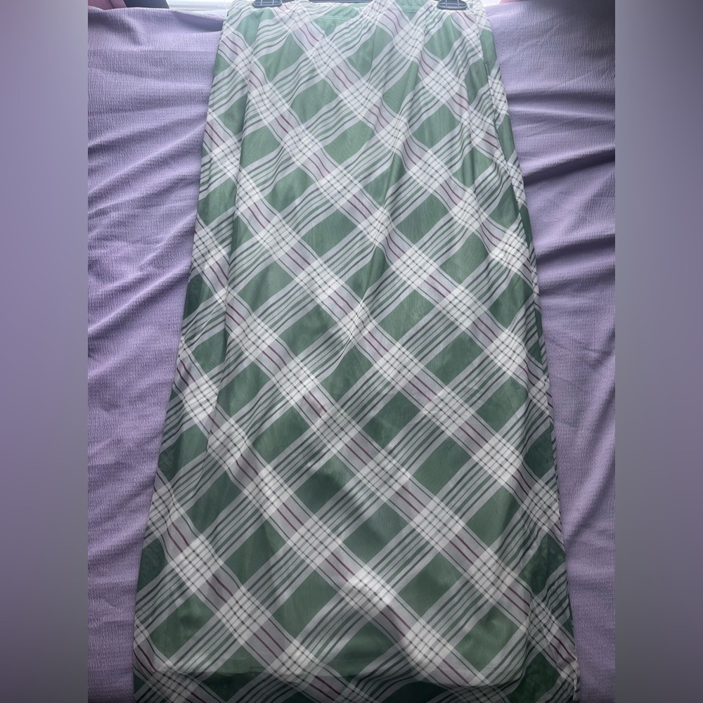 Green Plaid Maxi Skirt
